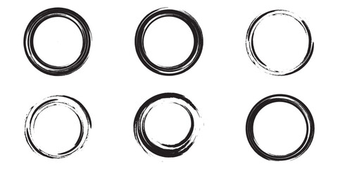 Black grunge round shapes. Brush strokes frames design eps 10