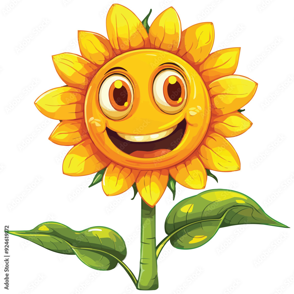 Wall mural cute happy cartoon sunflower vector