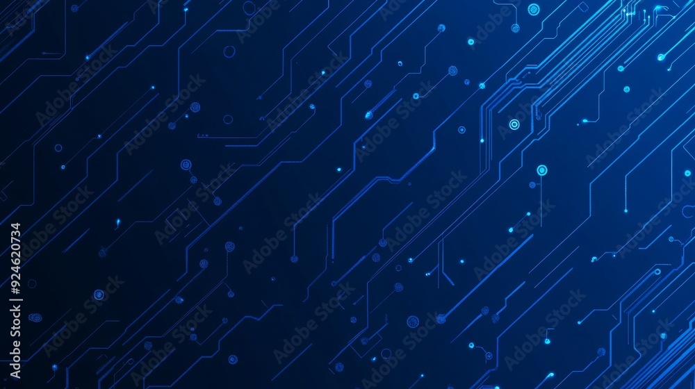Poster circuit trace lines in blue on a dark technology background. electronics and computer technology con