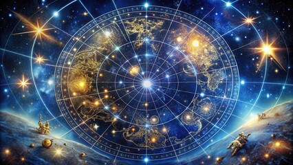 Celestial Cartography: Map of the night sky with constellations and stars, representing the interconnectedness of humanity and the cosmos.