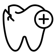 Broken Tooth icon in outline style