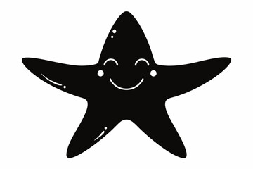 Happy starfish silhouette black vector art illustration