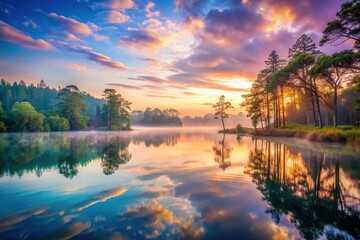 Obraz premium Ethereal and Atmospheric Lake Alice - dreamy, ethereal, pastel, serene, evocative