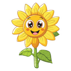 Cute Happy cartoon Sunflower vector