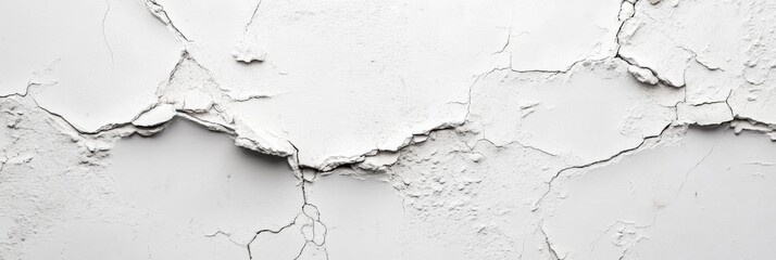 Fototapeta premium Shattered and Damaged White Wall Texture Background: A Visual Representation of Urban Decay and Structural Ruins.