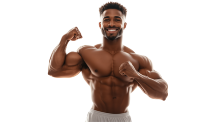 Muscular Man Flexing Biceps isolated on transparent background