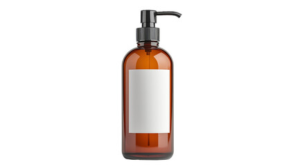 Amber Pump Bottle Mockup - Blank Label, Transparent Background for Branding & Packaging Design
