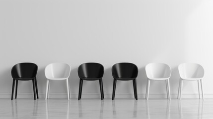 The row of black and white chairs.