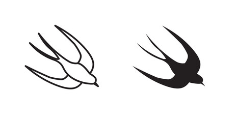 Swallow vector icon in solid and outline style