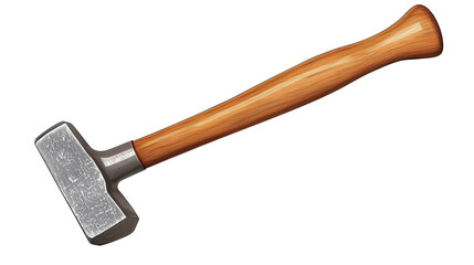 Angle hammer with wooden handle isolated on transparent background 
