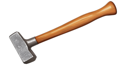 Angle hammer with wooden handle isolated on transparent background 

