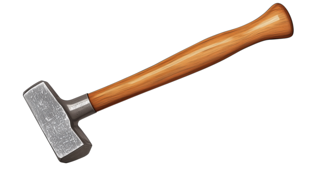Angle hammer with wooden handle isolated on transparent background 
