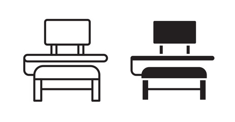 School desk vector icon in solid and outline style