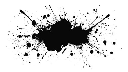 Black ink splatter isolated on transparent background	
