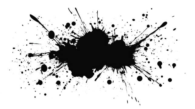Black Ink Splatter PNG – Isolated on Transparent Background for Grunge & Abstract Design