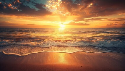 Golden Sunset Over the Ocean