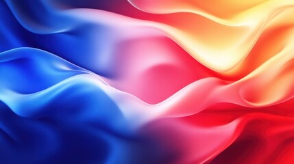 Obraz premium Flowing Waves of Color Abstract Art in Blue, Red, Orange