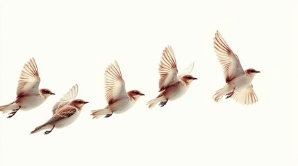 Sequence of Birds in Flight Captured in Five Positions
