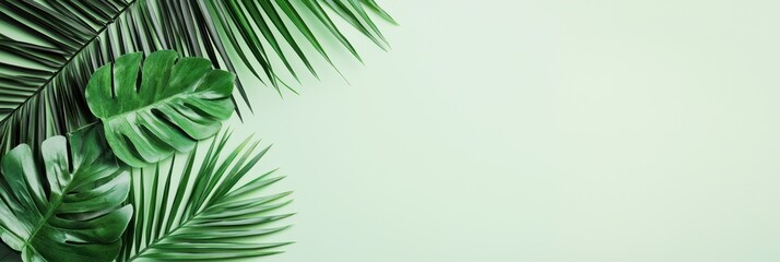 Fototapeta premium Serene Monochrome Tropical Foliage on Solid Background, Generative Ai