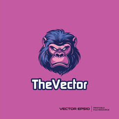 Gorilla head mascot, vector, logo, character, cartoon, illustration, eps10