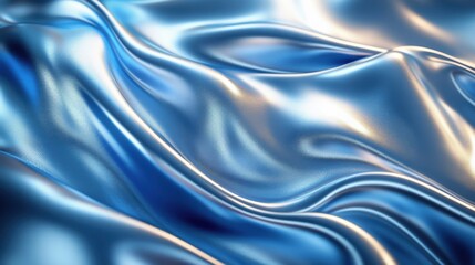 Obraz premium Vibrant Blue Fabric Shiny Waves and Folds in Close-Up