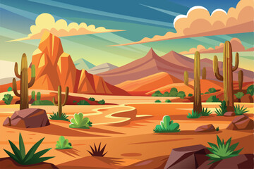 desert landscape with succulents and sand-Mobile