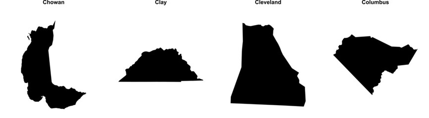 Chowan, Clay, Cleveland, Columbus outline maps