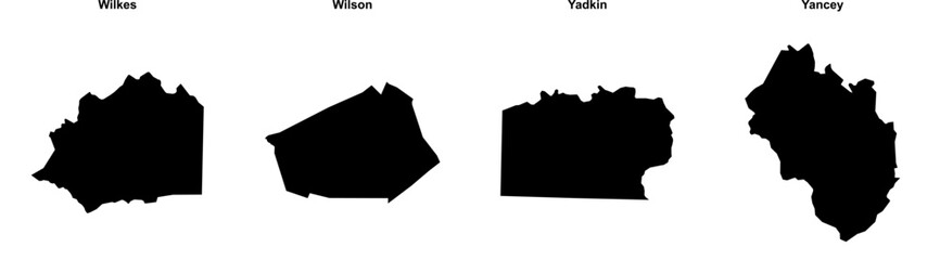Wilkes, Wilson, Yadkin, Yancey outline maps © David Zydd