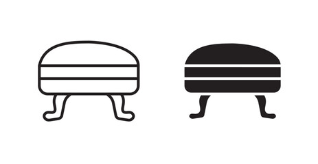 Footstool vector icon in solid and outline style