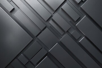 Obraz premium Three Dimensional Angular Geometric Patterns on Gunmetal Background