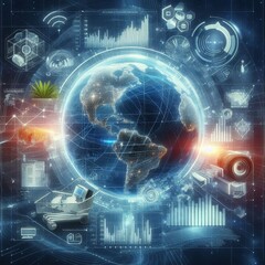 Fototapeta premium E-commerce Metrics Futuristic Background for Online Retail Analytics. Dynamic data visualization, charts, and graphs presenting insights into digital commerce trends and performance. 