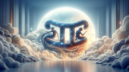 A beautifully created, realistic HD image of the Gemini zodiac sign.