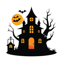  Eerie Haunted House Vector Illustration.
