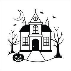  Eerie Haunted House Vector Illustration.
