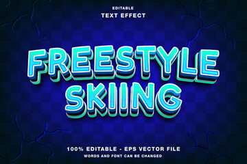 Freestyle Skiing 3d Editable Text Effect Template Style Premium Vector