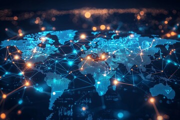 Fototapeta premium Global Digital Business Network Connection Illustration created with Generative AI