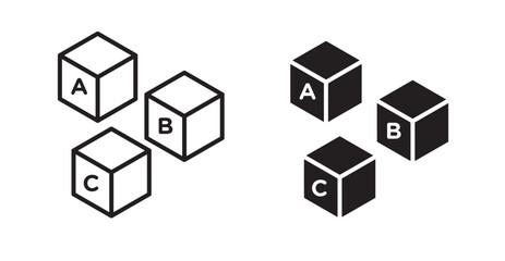 Baby ABC cubes vector icon in solid and outline style