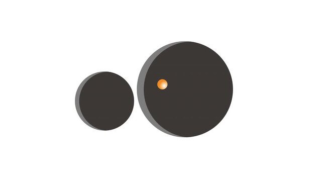 abstract animated illustration. a golden ball that goes in and out of a black hole. looping animation
