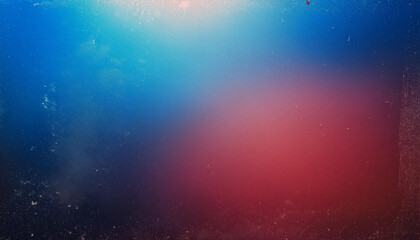 Fototapeta premium Vintage Gradient Texture with Subtle Dust and Scratches: Faded Blue to Red Background with Light Grunge Effects and Retro Aesthetic. Patriotic Banner Poster for Political Themes, USA Flag Colors