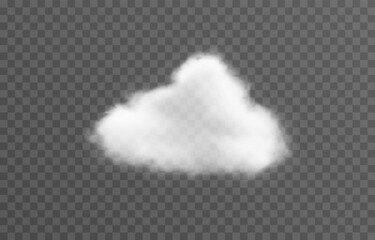 Realistic cloud, smoke or fog on an isolated transparent background. Vector cloud png.