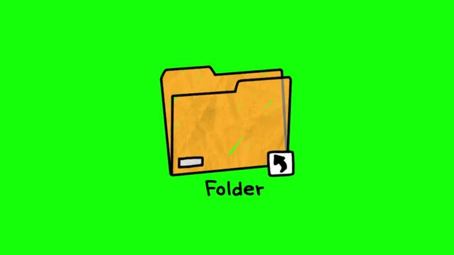 Folder sticker motion graphic animation with clip template 4k chroma green screen Background.