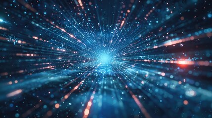 Fototapeta premium Endless holographic pathways stretching into infinity resembling a complex network