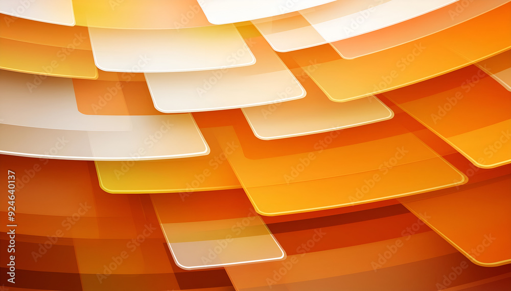 Poster abstract layers of orange and white shapes creating a dynamic pattern