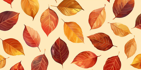 Obraz premium Seamless autumn leaves pattern with warm earthy tones