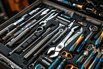 Fototapeta premium A tool case filled with many different tools