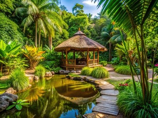 Fototapeta premium Oasis Sanctuary: Tranquil, verdant, nurturing, shelter, life
