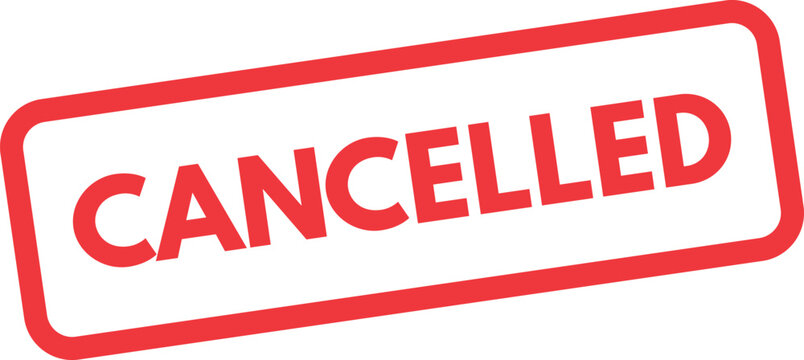 Cancelled stamp label icon isolated on white background . Red cancelled icon vector