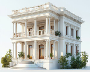 Obraz premium 3d generated white unique building mockup, isolated white background.