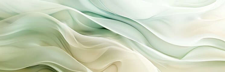 Abstract Green and White Swirling Fabric