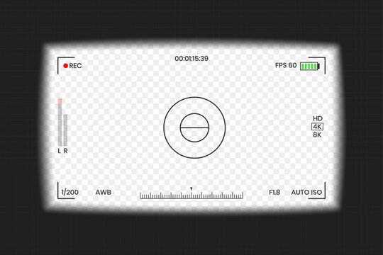 Camera viewfinder video or photo frame recorder flat style design vector illustration. Digital camera viewfinder with exposure settings and focusing grid template.
